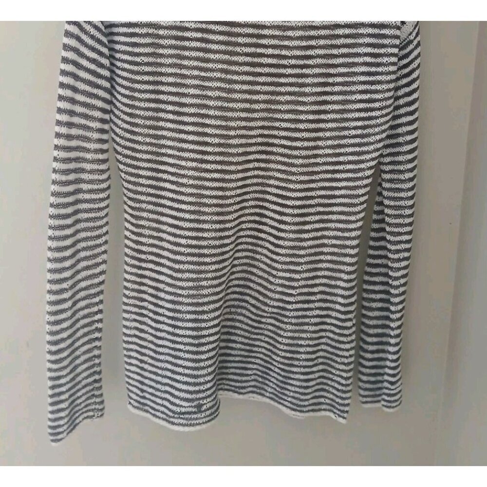 Duffy Linen Blend Striped Scoop Neck Tunic Sweater - Picture 8 of 10